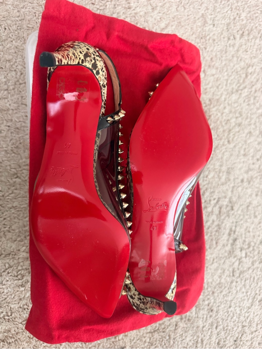 Christian Louboutin White Pointed Studded Slingback Heels - Picture 3 of 8